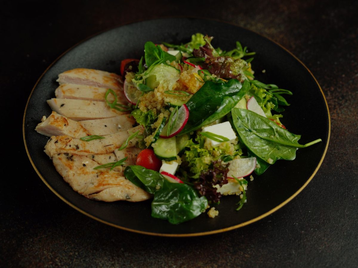 Pear & Walnut Arugula Salad with Grilled Lemon Herb Chicken