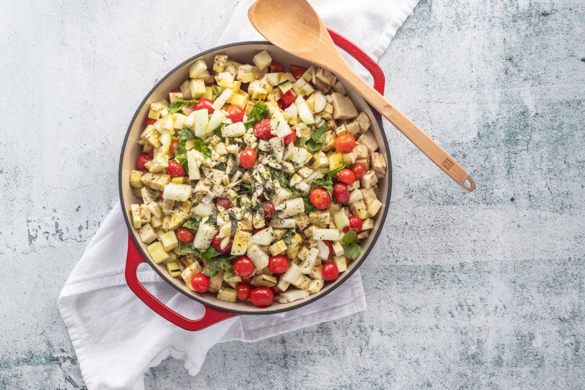 Lemon Herb Orzo with Roasted Zucchini and Cherry Tomatoes